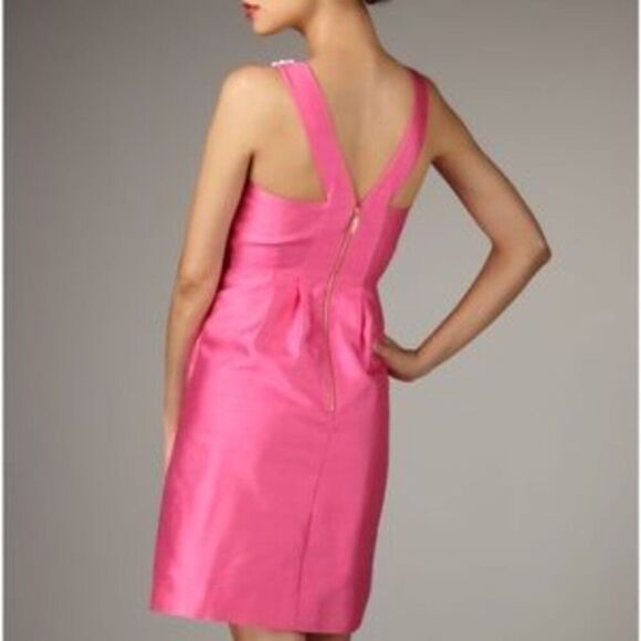 KATE SPADE Pink White Seashell Bead V-Neck Pleated Barbiecore Mini Dress Size 10 - Picture 2 of 11